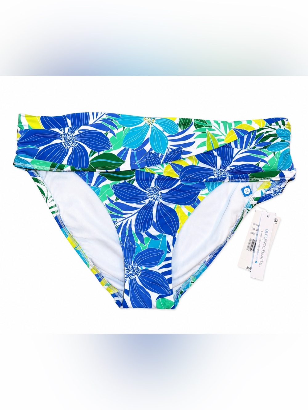 🆕 Bleu Rod Beattie Floral Foldover Bikini Bottom Size 12 Tropical Swim